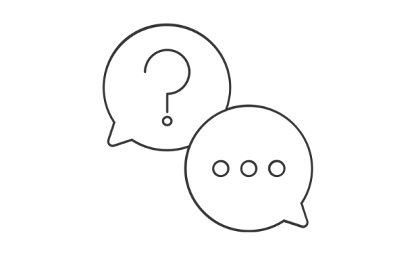 Illustrierte Darstellung einer Frage / Antwort Konversation in Sprechblasen