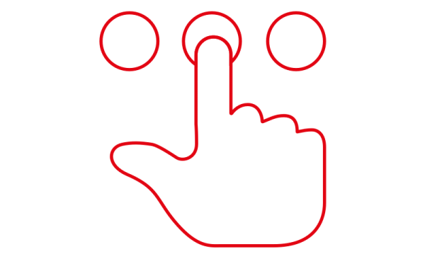 Illustration einer Hand welche aus drei Punkten auswählt